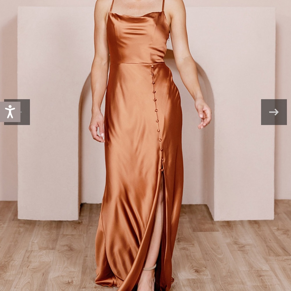 Revelry Bridesmaid - Billie Satin Dress - Copper